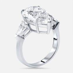 Pre Owned 7.3 cts Pear Lab Grown Diamonds 18k White Gold Ring Size 52