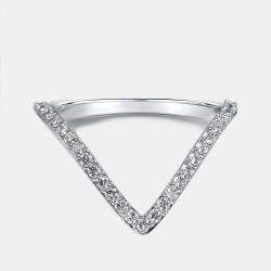 Pre Owned 0.28 cts Round Lab Grown Diamonds 18k White Gold Ring Size 52