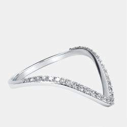 Pre Owned 0.28 cts Round Lab Grown Diamonds 18k White Gold Ring Size 52