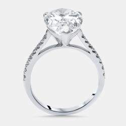 Pre Owned 5.7 cts Pear, Round Lab Grown Diamonds 18k White Gold Ring Size 52
