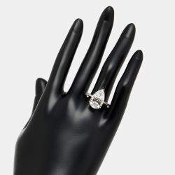 Pre Owned 5.7 cts Pear, Round Lab Grown Diamonds 18k White Gold Ring Size 52