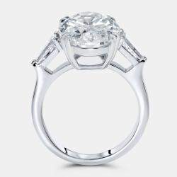 Pre Owned 8 cts Oval, Trapazoid Lab Grown Diamonds 18k White Gold Ring Size 52