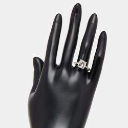 Pre Owned 3.3 cts Cushion, Round Lab Grown Diamonds 18k White Gold Ring Size 52