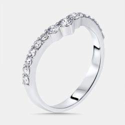 Pre Owned 0.5 cts Round Lab Grown Diamonds 18k White Gold Ring Size 52