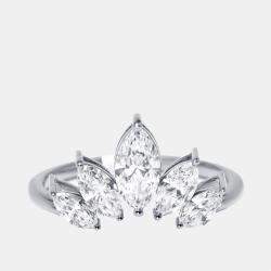 Pre Owned 1 ct Marquise Lab Grown Diamonds 18k White Gold Ring Size 52