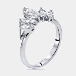 Pre Owned 1 ct Marquise Lab Grown Diamonds 18k White Gold Ring Size 52