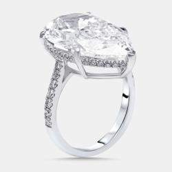Pre Owned 10.5 cts Pear, Round Lab Grown Diamonds 18k White Gold Ring Size 52