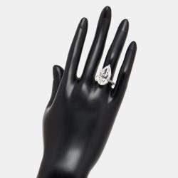 Pre Owned 10.5 cts Pear, Round Lab Grown Diamonds 18k White Gold Ring Size 52