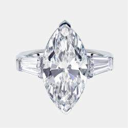 Pre Owned 5.9 cts Marquise, Trapezoid Lab Grown Diamonds 18k White Gold Ring Size 52