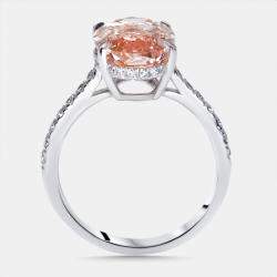 Pre Owned 5.5 cts Pink Oval, Round Lab Grown Diamonds 18k White Gold Ring Size 52
