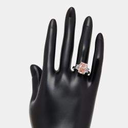 Pre Owned 5.4 cts Pink Radiant, Trapazoid Lab Grown Diamonds 18k White Gold Ring Size 52