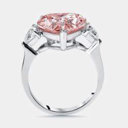 مملوكة مسبقًا 5.5 cts Pink Heart, Trillion Lab Grown Diamonds 18k White Gold Ring Size 53
