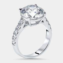 Pre Owned 5.5 cts Round Lab Grown Diamonds 18k White Gold Ring Size 53