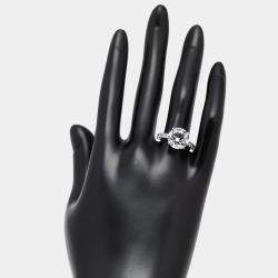 Pre Owned 5.5 cts Round Lab Grown Diamonds 18k White Gold Ring Size 53