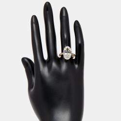 Pre Owned 7.4 cts Oval, Round Lab Grown Diamonds 18k Yellow Gold Ring Size 53