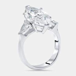 Pre Owned 5.5 cts Marquise, Pear Lab Grown Diamonds 18k White Gold Ring Size 53