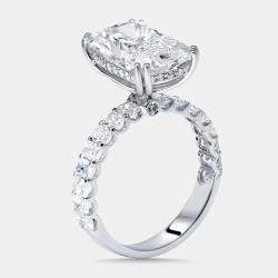 Pre Owned 6.4 cts Radiant, Round Lab Grown Diamonds 18k White Gold Ring Size 53