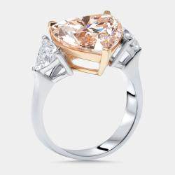 Pre Owned 6.5 cts Pink Heart, Trillion Lab Grown Diamonds 18k Two Tone Gold Ring Size 53