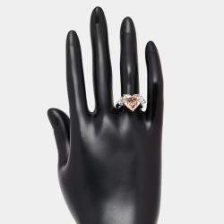 Pre Owned 6.5 cts Pink Heart, Trillion Lab Grown Diamonds 18k Two Tone Gold Ring Size 53