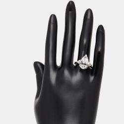 Pre Owned 5.6 cts Pear, Trillion Lab Grown Diamonds 18k White Gold Ring Size 53