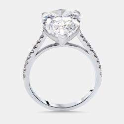 Pre Owned 6.2 cts Pear, Round Lab Grown Diamonds 18k White Gold Ring Size 53