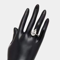 Pre Owned 6.2 cts Pear, Round Lab Grown Diamonds 18k White Gold Ring Size 53