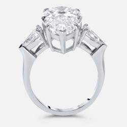 Pre Owned 7.3 cts Pear Lab Grown Diamonds 18k White Gold Ring Size 53