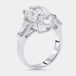 Pre Owned 8 cts Oval, Trapazoid Lab Grown Diamonds 18k White Gold Ring Size 53