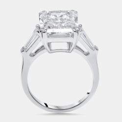 Pre Owned 7.8 cts Radiant, Trapezoid Lab Grown Diamonds 18k White Gold Ring Size 54