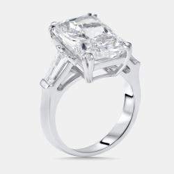 Pre Owned 7.8 cts Radiant, Trapezoid Lab Grown Diamonds 18k White Gold Ring Size 54