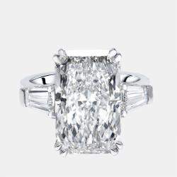 Pre Owned 7.8 cts Radiant, Trapezoid Lab Grown Diamonds 18k White Gold Ring Size 54