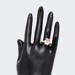 Pre Owned 5.8 cts Pink Emerald Cut, Trapezoid Lab Grown Diamonds 18k White Gold Ring Size 54