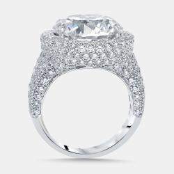 Pre Owned 13 cts Round Lab Grown Diamonds 18k White Gold Ring Size 55