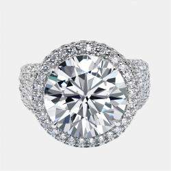 Pre Owned 13 cts Round Lab Grown Diamonds 18k White Gold Ring Size 55