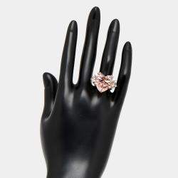 Pre Owned 24.95 cts Pink Heart, Trillion Lab Grown Diamonds 18k Two Tone Gold Ring Size 55