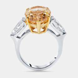 Pre Owned 13 cts Pear Lab Grown Diamonds 18k Two Tone Gold Ring Size 55