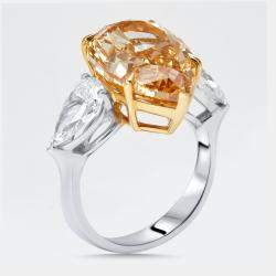 Pre Owned 13 cts Pear Lab Grown Diamonds 18k Two Tone Gold Ring Size 55