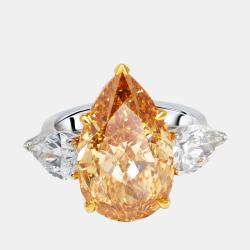 Pre Owned 13 cts Pear Lab Grown Diamonds 18k Two Tone Gold Ring Size 55
