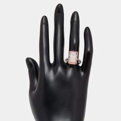 Pre Owned 10.5 cts Pink Radiant, Round Lab Grown Diamonds 18k Two Tone Gold Ring Size 55