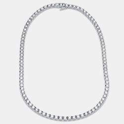 Pre Owned 30.00 cts Round Lab Grown Diamonds 18k White Gold Tennis Necklace