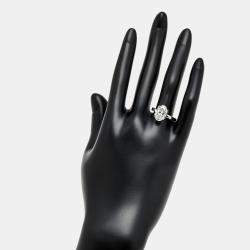 Pre Owned 3 cts Oval Brilliant Lab Grown Diamond 18k White Gold Ring Size 56