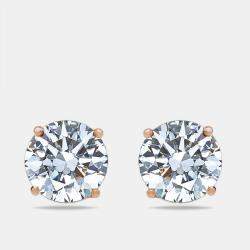 Pre Owned أقراط ذهب وردي عيار 18 ألماس مختبري مستدير 6 قيراط