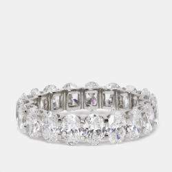 مملوكة مسبقًا 4.80 cts Oval Brilliant Lab Grown Diamond 18k White Gold Eternity Band Ring Size 52