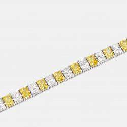 مملوكة مسبقًا 20.77 cts Fancy Yellow Radiant, Radiant Lab Grown Diamonds 18k White Gold Bracelet