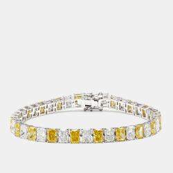 مملوكة مسبقًا 20.77 cts Fancy Yellow Radiant, Radiant Lab Grown Diamonds 18k White Gold Bracelet