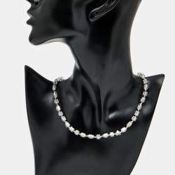 Pre Owned قِلادة من ذهب أبيض عيار 18 مرصعة بألماس مُختبري بأشكال بيضاوي، كمثري، ماركيز، إميرالد، قلب، دائري بوزن 25 قيراط