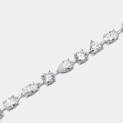 Pre Owned قِلادة من ذهب أبيض عيار 18 مرصعة بألماس مُختبري بأشكال بيضاوي، كمثري، ماركيز، إميرالد، قلب، دائري بوزن 25 قيراط