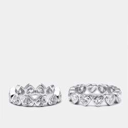 مملوكة مسبقًا 6 cts Heart Lab Grown Diamonds 18k White Gold Ring Size 51