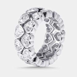 مملوكة مسبقًا 6 cts Heart Lab Grown Diamonds 18k White Gold Ring Size 51