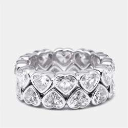 مملوكة مسبقًا 6 cts Heart Lab Grown Diamonds 18k White Gold Ring Size 51